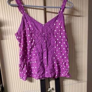 Aeropostale Purple Polka Dot Lace-Trim Tank